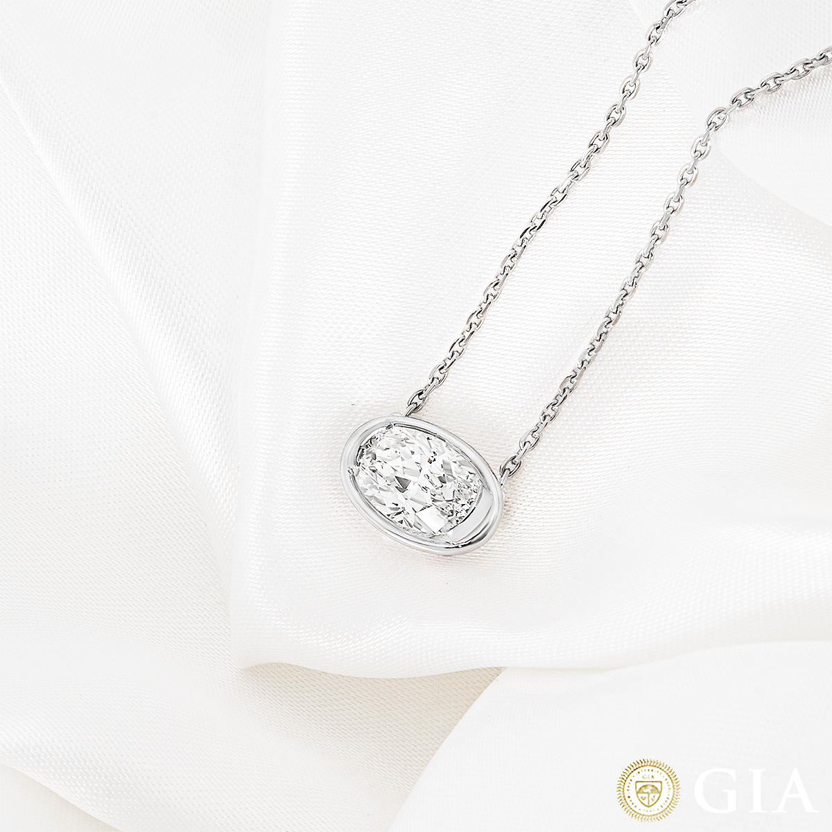 Platinum Oval Cut Diamond Pendant 3.00ct D/VS1 Platinum Oval Cut Diamond Pendant 3.00ct D/VS1